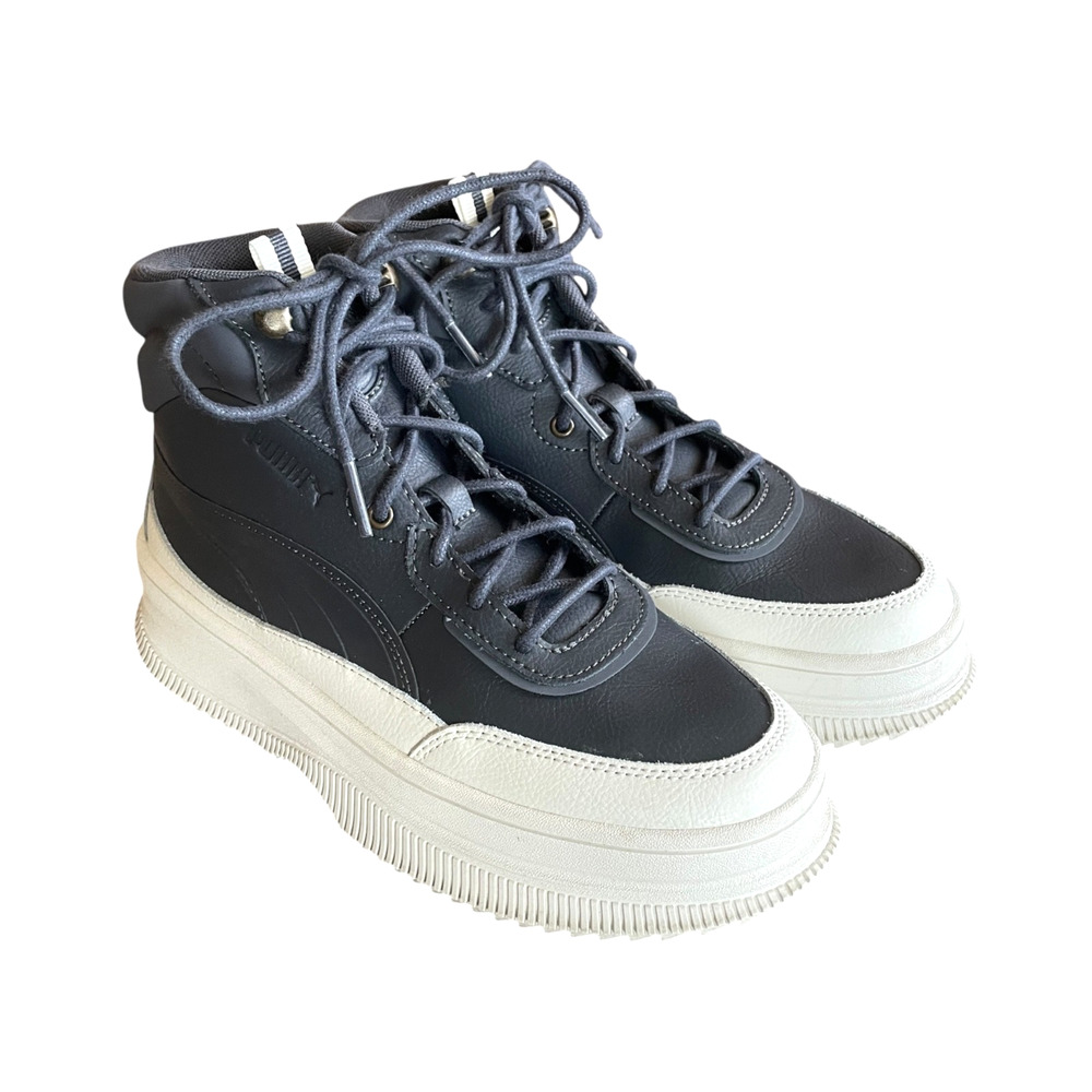 PUMA Mayra Women Size 7.5/EU 38 Blue White Lace-Up Platform Sneakers Ankle Boots - Picture 2 of 9